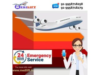 Use the Finest ICU Air Ambulance in Patna with Bed to Bed Remedial Aid via Medilift