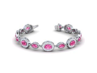 GemsNY offers Pink Sapphire Oval Diamond Bracelet 5.42cttw