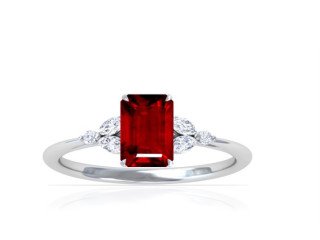 Shop 14K White Gold Petite Emerald Cut Ruby Ring - GemsNY Sale