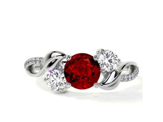 Buy Three Stone Round Ruby Ring (1.14 Carats)
