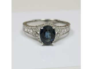 Buy Oval Cut Blue Sapphire Prong Set Ring