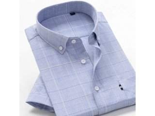 Men Plaid Cotton Business Shirt
