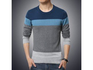 Casual Sweater O-Neck Striped Men Pullovers